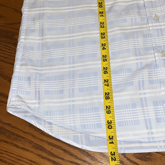 Bugatchi Blue & White Plaid Button Front Dress Shirt Men's L Large - Picture 8 of 10